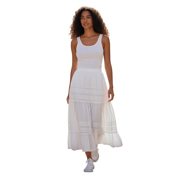 American Eagle Outfitters Dresses & Skirts - American Eagle White Boho Maxi Skirt XS, cottagecore, festival, prairie, coastal